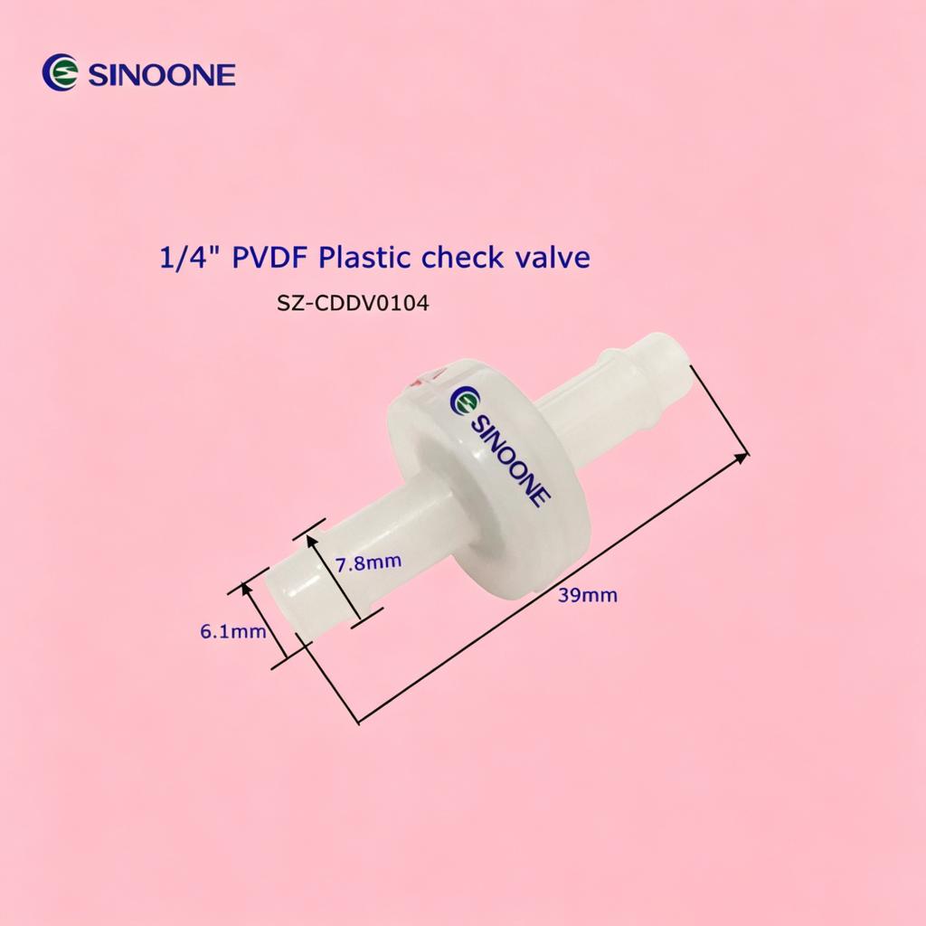 Ozone Resistant1/4" PVDF Body Ozone FKM Diaphragm Check Valve Low Permeability and Leak-free One-way Sealing Ozone Resistant