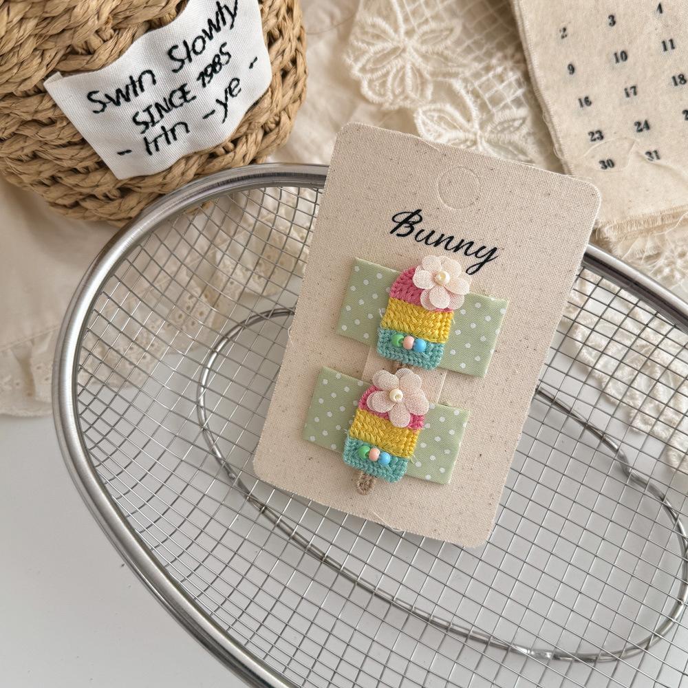 Мультяшные милые заколки для волос с кроликами, тканевые кружевные детские BB-заколки, заколки для волос для маленьких девочек, детские аксессуары для волос, головные уборы, зажимы для волос