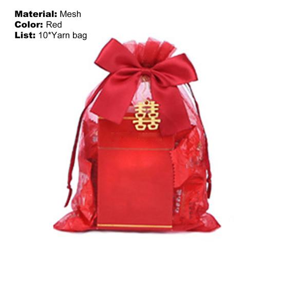 10 шт. Свадебный мешочек Подробный Легко носить Тщательное исполнение Китайский красный Затягивающийся Подарочный мешок для магазина