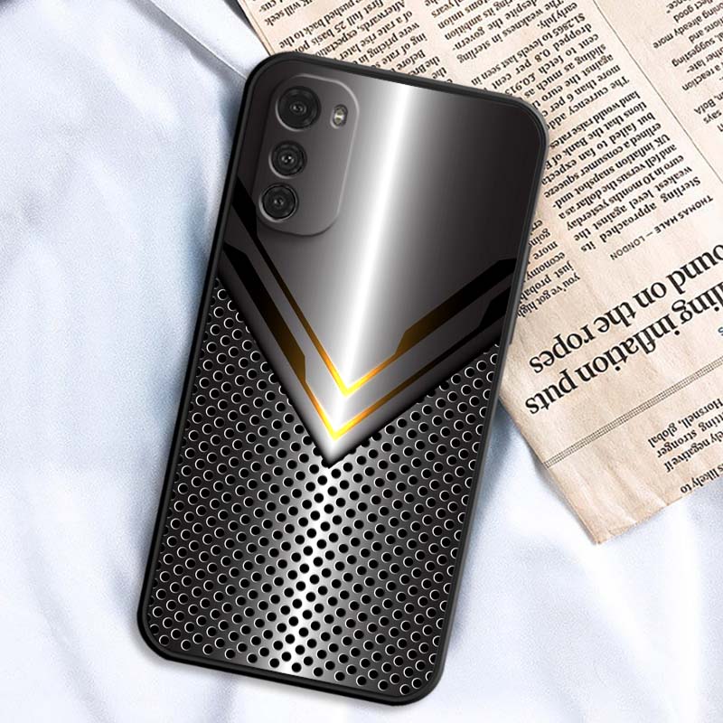 Художественный металлический узор Чехол для телефона Motorola G85 Edge 50 G24 G35 G14 G04 40 G72 G34 G G54 G13 G32 5G Черный