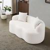 White Curved Loveseat Sofa with Round Armrests, Compression Sofa with 2 Cushions, Cream-Colored for Small Spaces, Living Room, Bedroom, Assembly-Free