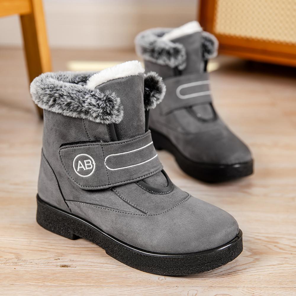 Женская зимняя теплая обувь, нескользящие ботинки на платформе для снега для женщин, замшевые ботильоны, женские ботинки больших размеров, теплые, толстые, плюшевые, хлопковые