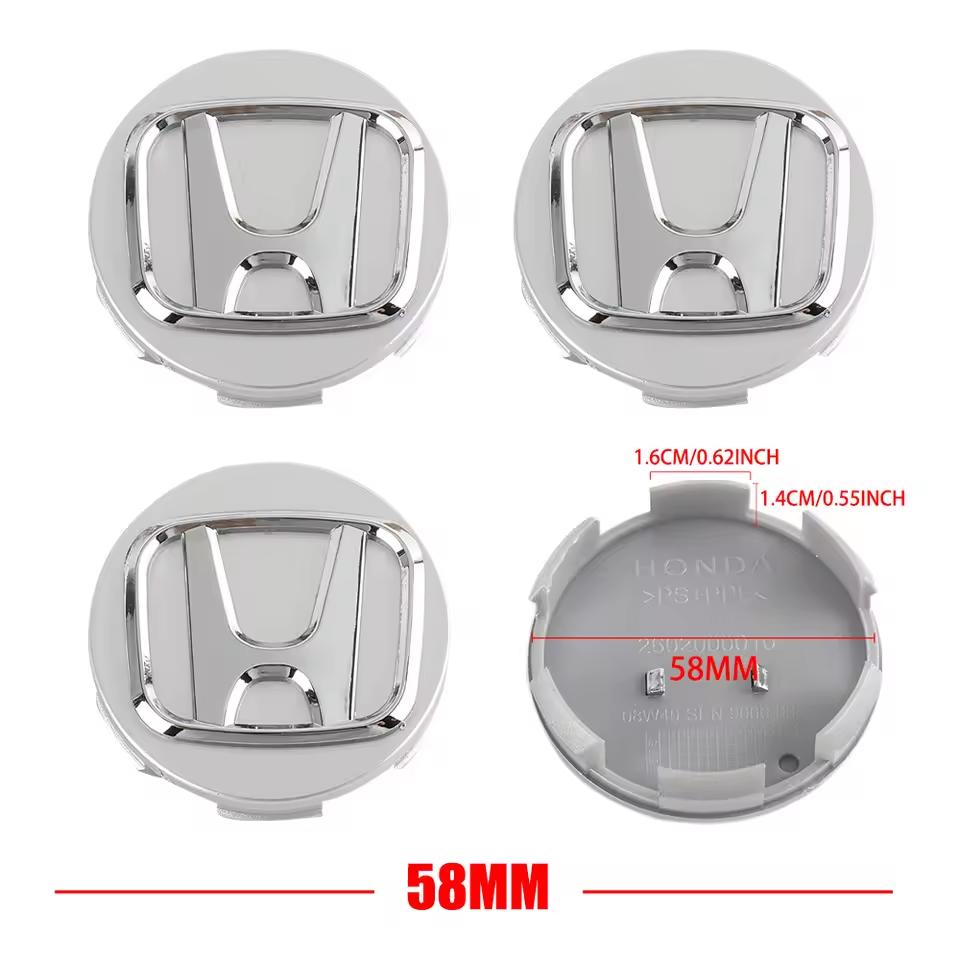4pcs Car Wheel Center Hub Caps Covers 58MM/69MM Compatible with Honda Civic Fit Jazz Accord Pilot CRV Odyssey Passport City HRV