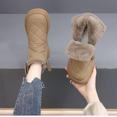 Хлопковая обувь, женские флисовые утепленные зимние ботинки, водонепроницаемые, противоскользящие и теплые ботильоны