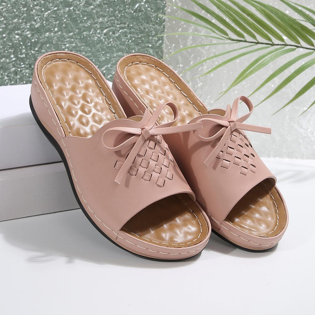 2025 Fish Mouth Open Toe Flip-flops Women's Non-slip Wedge Comfortable Plus Size Slippers