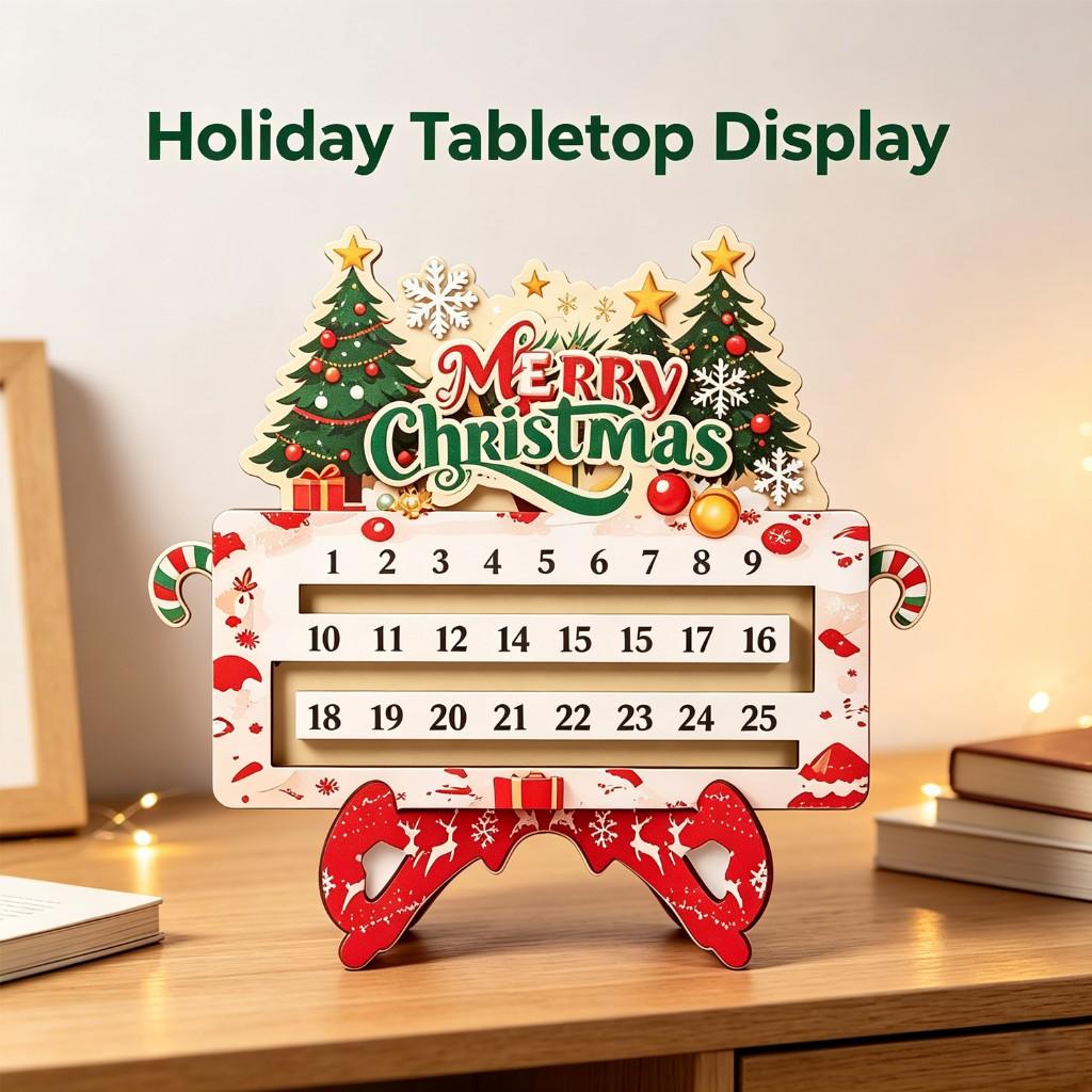 Christmas 25 days Countdown desktop calendar decoration red green