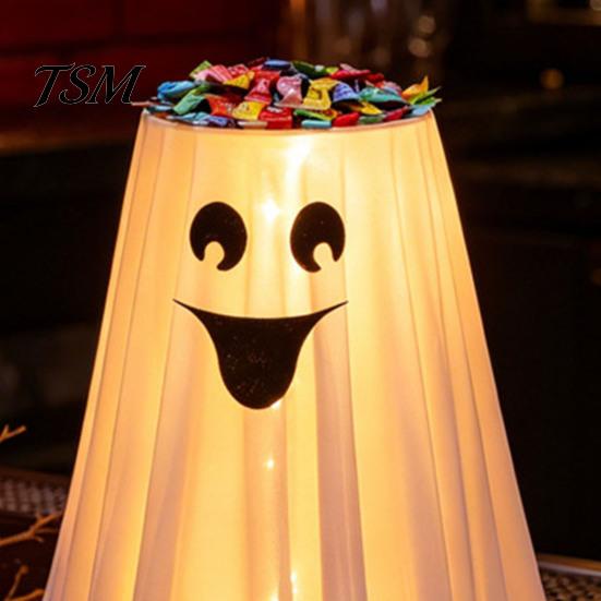 Decorative Candy Dish for Home Halloween Ghost Bowl Stand with Remote Control, Large LED Lighted Festive Cute Holder Front Door Porch Outdoor