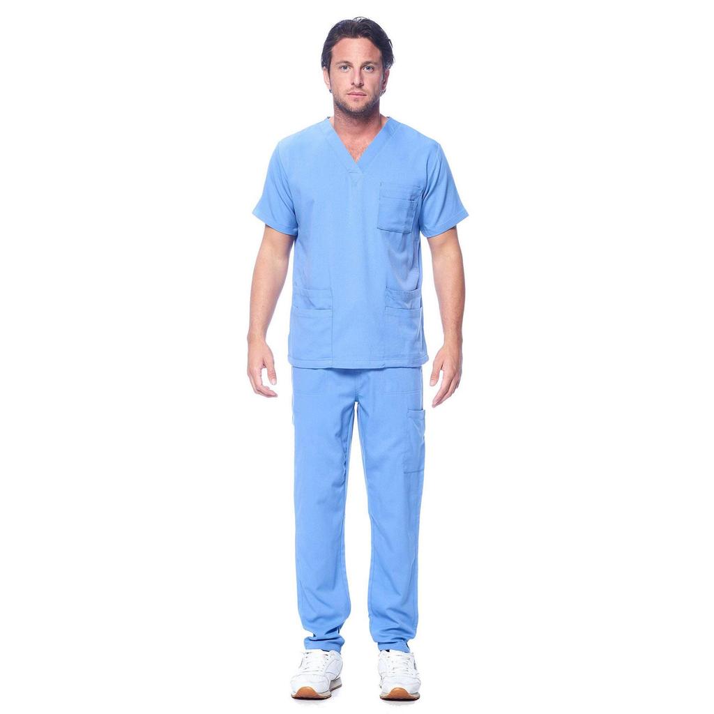 Meoexin V-Neck Nurse Uniform Set: Casual, Thin, Quick-Drying Scrub Suit with Double Pockets.