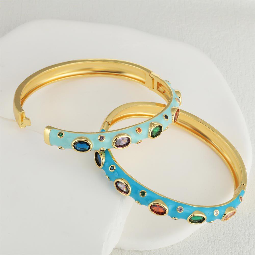 European and American Fashion Zirconium Multi-color Oil Dripping Bracelet New Style High-end Bracelet for Women
