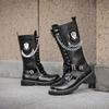 Men's Korean Martin Boots: Height-Boosting Denim Motorcycle and Punk Stage Leather Boots