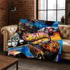 Мультяшное одеяло из фланели с изображением гоночного автомобиля Hot Wheels, Уютное мягкое покрывало для дома, спальни, кровати, дивана, Пикника, Подарок для ребенка