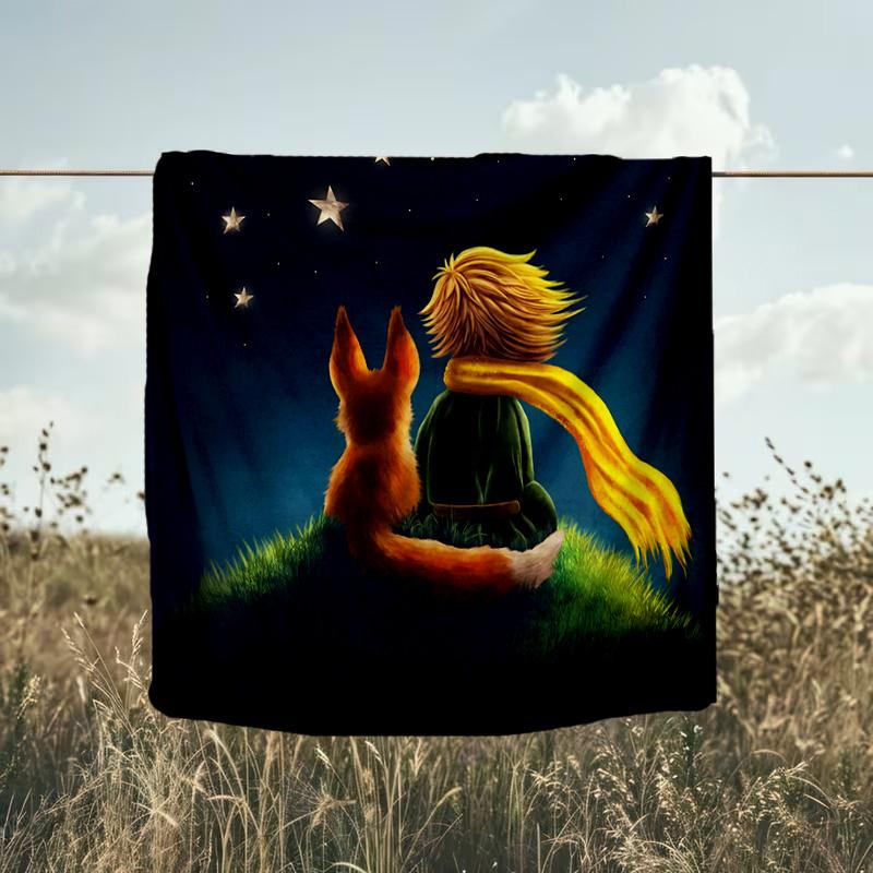 1PC Little Prince Blanket Flannel Throw for Sofa, Indoor, Camping, Living Room, Office, Chair, And Bed Soft Birthday Christmas Gift