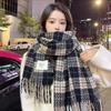 Высококачественный клетчатый шарф в корейском стиле: Теплая, Утолщенная Шаль, Похожая на Кашемир, для Студентов и Пар