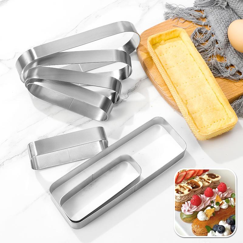 4 размера Кольцо для мусса из нержавеющей стали Прямоугольное Овальное Кольцо для торта Формы для печенья Форма для выпечки мусса Тирамису Слоеные инструменты для выпечки