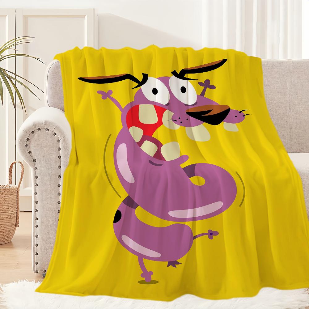 Cartoon C-Courage the C-Cowardly D-Dog Blanket Plush Nap Sofa rug for Living Room Office Bedroom Birthday Home Travel Kid Gifts