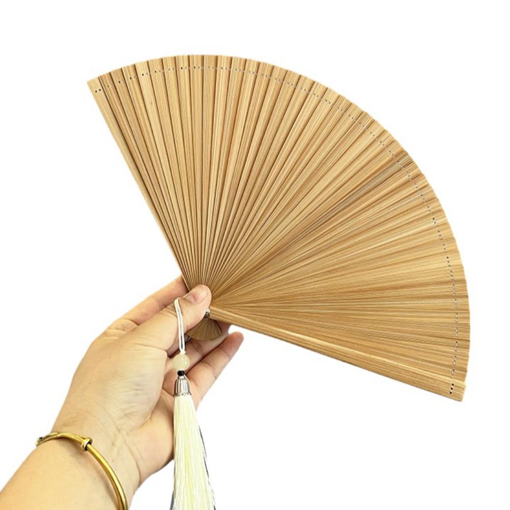 Chinese Style Tassel Folding Fan Solid Color Kimono Fan Elegant Handheld Fans Wedding Party Decor
