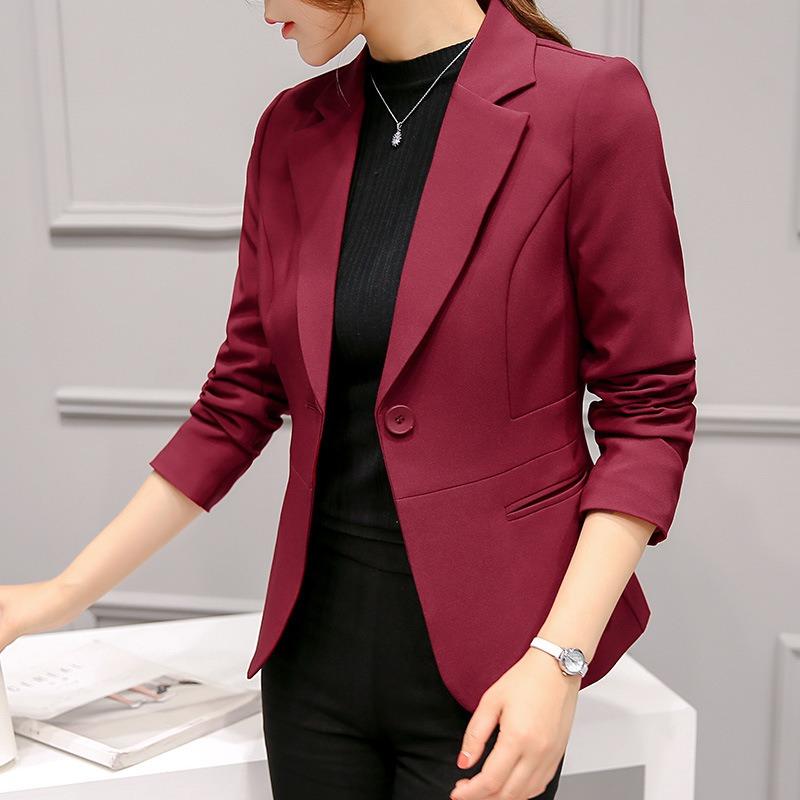 Spring and Autumn New Professional Versatile Suit Long Sleeve Korean Edition Temperament Slim and Skinny Small Blazer Women's Short
