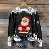 Women's Fashion Christmas Printed Long Sleeve Loose Round Neck Sweatshirt Top