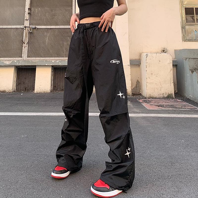 Женская одежда Harajuku Oversized Y2k Мешковатые прямые широкие брюки в стиле хип-хоп Брюки-карго Черные джоггеры Корейская уличная одежда