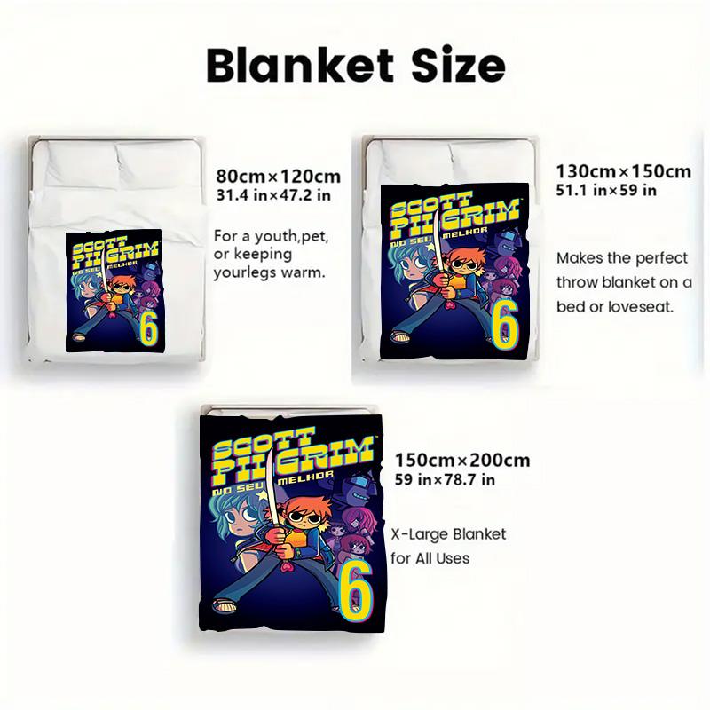 Scott Pilgrim anime design 2D Flat Pattern Flannel Blanket High quality All Seasons Warmth and Comfort Perfect for Christmas Gifts.PMT0914192