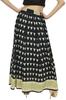 Women's Designer Skirt Black Printed Cotton Skirts Elastic Waist-L