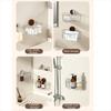Wall Mounted Suction Cup Storage Rack Hollow-out Stainless Steel Bathroom Organizer Shelf Detachable Reusable Tissue Holder Home