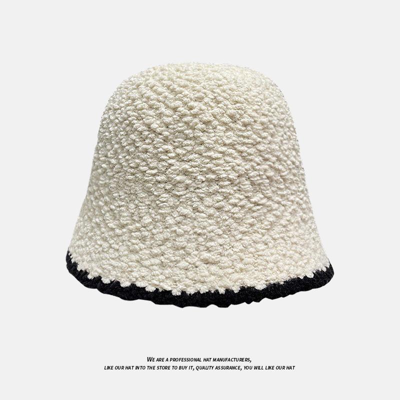Autumn and Winter Solid Color Warm Hat for Women Japanese Simple Knitted Fisherman Hat Korean Face-showing Small Chenille Casual Basin Hat