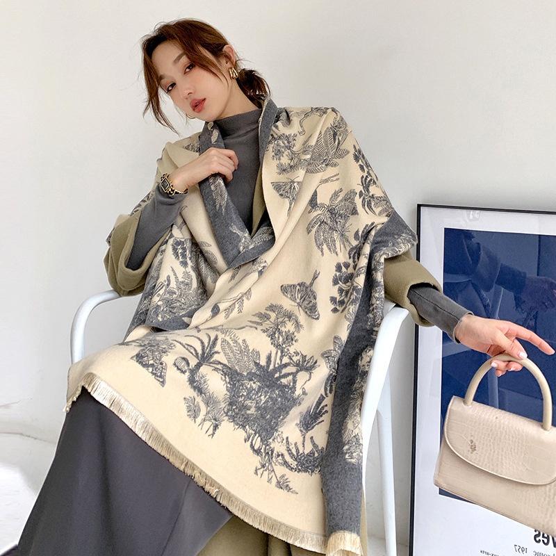 Women Scarf Cashmere Thickened Warm Shawl Office Air-conditioning Blanket