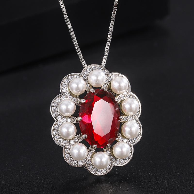 Подвеска из цветного циркона, ожерелье из красного циркона, розового циркона, голубого циркона.