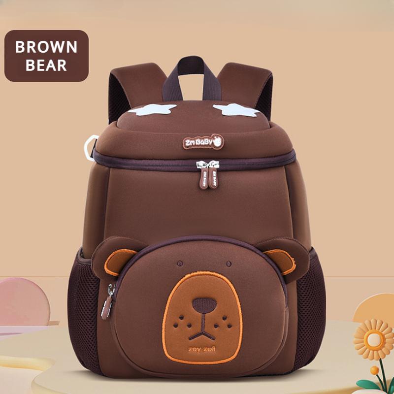 Autumn Winter New Kindergarten Schoolbag Three-dimensional Cartoon Lion Cat SBR Waterproof Satchel Lightweight Bucket Backpack for Boy 1-6 Years Old