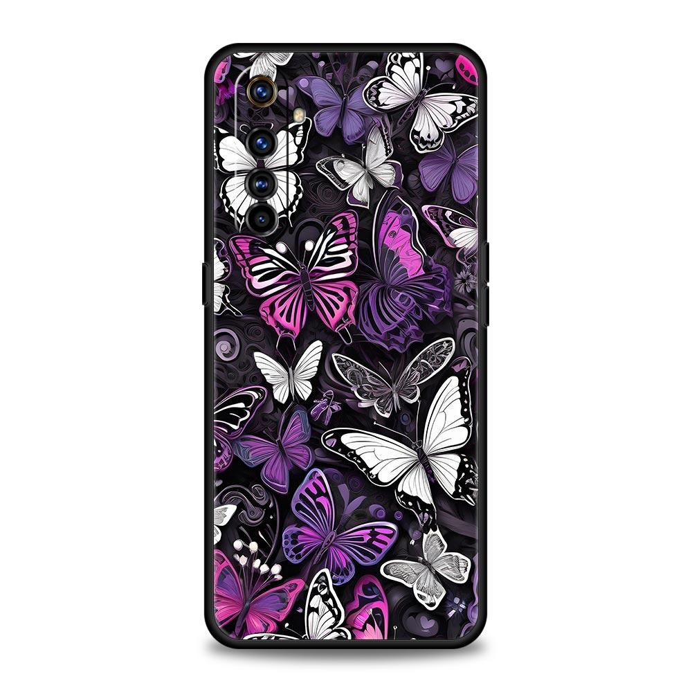 Модный чехол для телефона Realme 13 12 11 10 9 Pro Plus GT3 GT2 C21 C25 C35 C53 C55 C67 Pro с рисунком «Бабочка и цветок», из мягкого ТПУ