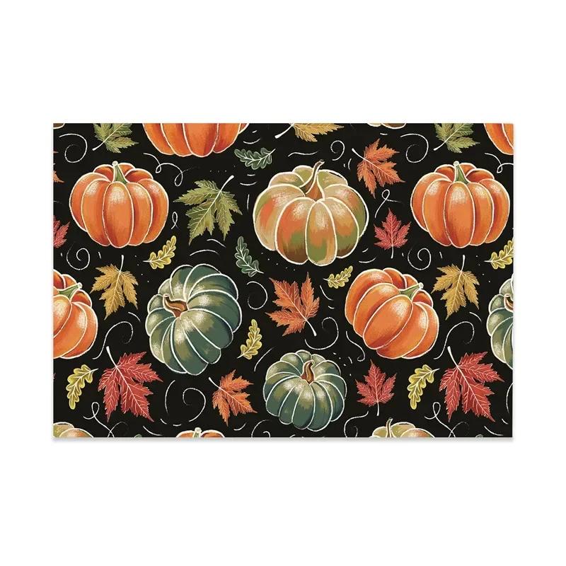 Happy Fall Sunflowers Pumpkins Dwarfs Maple Leaves Placemats For Dining Table Kitchen Linen 1PC 30x45CM