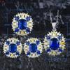 Retro Fashion Full Drill Petal Royal Sapphire Fanta Multi Color Jewelry Set Suitable For Women's Daily Party Fashion Jewelry