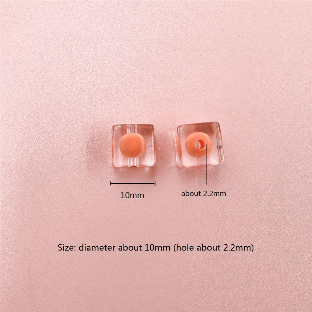 Простой модный браслет-брелок 10 мм, прозрачные модные квадратные бусины из акрила, 10 шт., яркое лицо, сделай сам, ювелирные аксессуары, сэндвич, изысканные ювелирные изделия