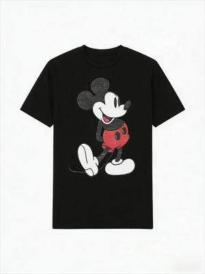 Новая хлопковая футболка с ретро-принтом Микки Мауса от Disney, классический мультяшный принт, стирка, унисекс, удобная, для женщин и мужчин