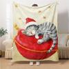 Christmas Kitten Pillow Blanket Soft Throw Blanket For Home Bedroom Bed Sofa Travel Office Solid Christmas Blanket