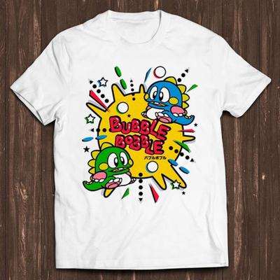 Футболка Bubble Bobble Смешная Игровая 80-х Геймер Нерд Игра Крутой Подарок Футболка Летняя Мужская и Женская Свободная и Дышащая Футболка Топ