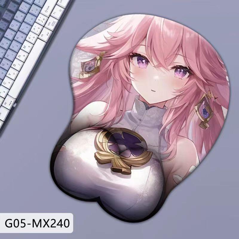Силиконовый коврик для мыши Genshin 3D, большая грудь, защита запястья.