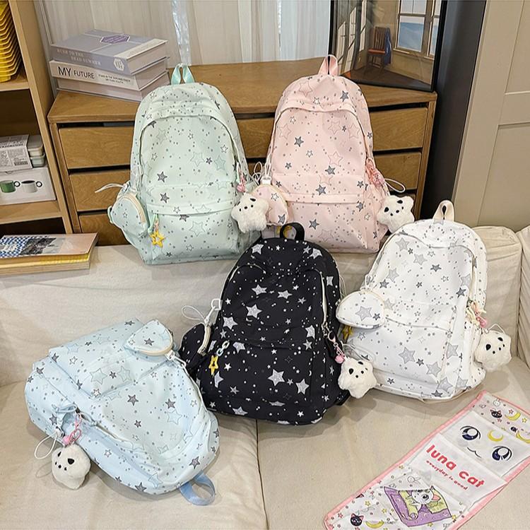 Schoolbag schoolbag female junior high school high school student star printing Korean version niche ins backpack Mori students large capacity