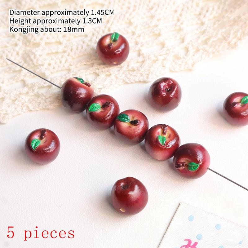 New 5/10Pcs Art Supplies Cute Simulation 3D Fruit Resin Loose Beads Handmade DIY Mobile Phone Chain Bracelet Necklace Accessor