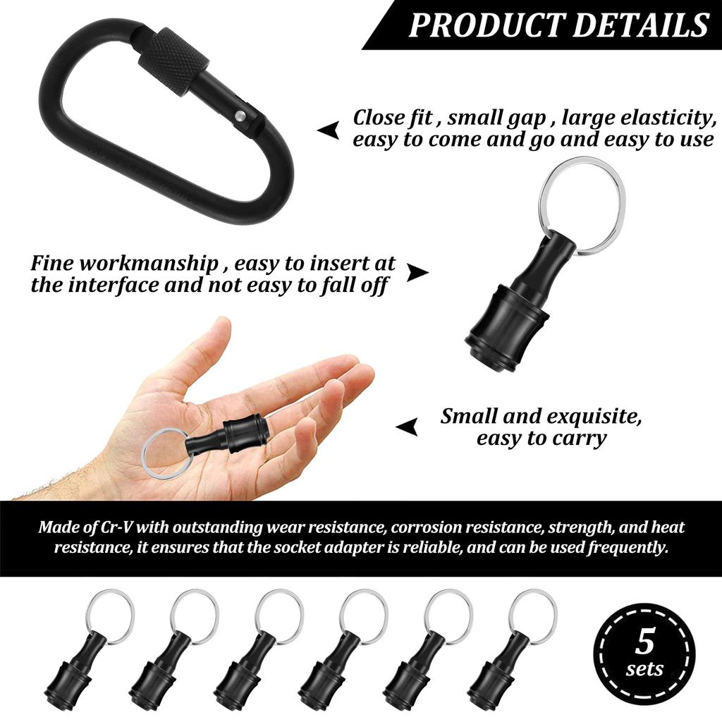 18Pcs 1/4" Hexagonal Shank Screwdriver Head Holder Extension Rod Key Chain Adapter Drill Bit Aluminum Alloy Drill Extension Bit