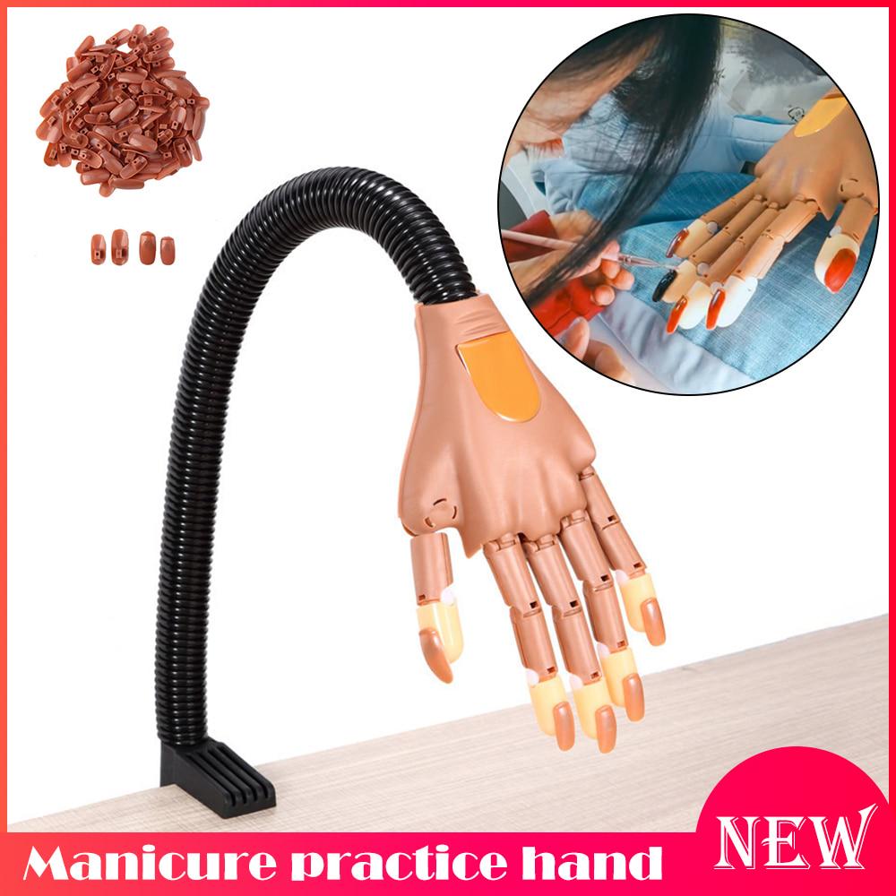 Newly Upgraded Manicure Practice Flexible Reusable Hand Finger with Nail Tips Adjustable Training Hands