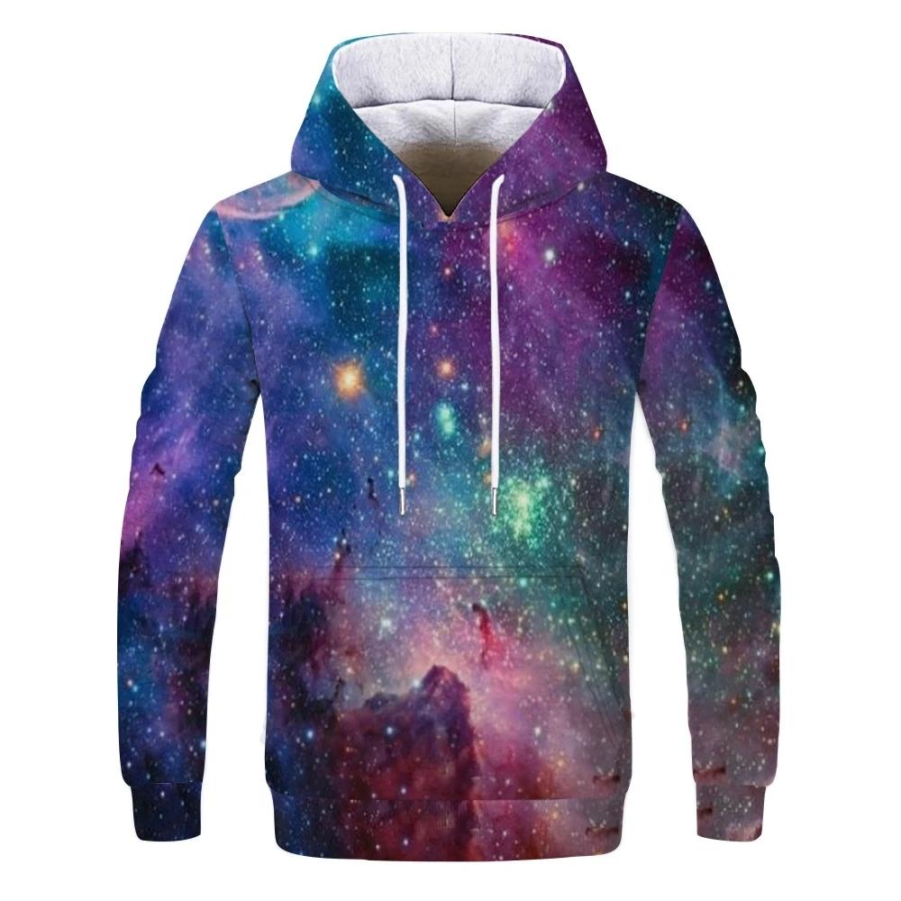 Space Galaxy Sweatshirt Men 3D Print Hoodie Men Women Loose Hoodie Vintage Kids Hoodie Long Sleeve Coat Purple Nebula Clothing