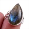 Natural Labradorite Gemstone 925 Solid Sterling Silver Jewelry Ring Size 7 S1t82