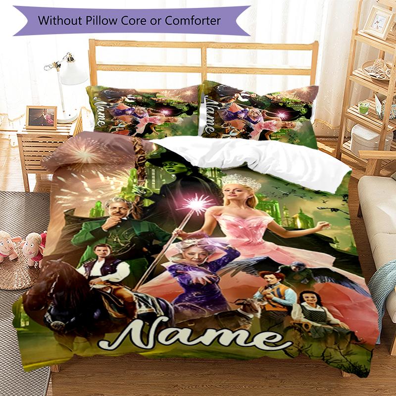 3pcs Custom Name Wicked Bedding Set Duvet Cover Closure Includes 1 Duvet Cover & 2 Pillowcases for All Seasons Bedroom Decor
