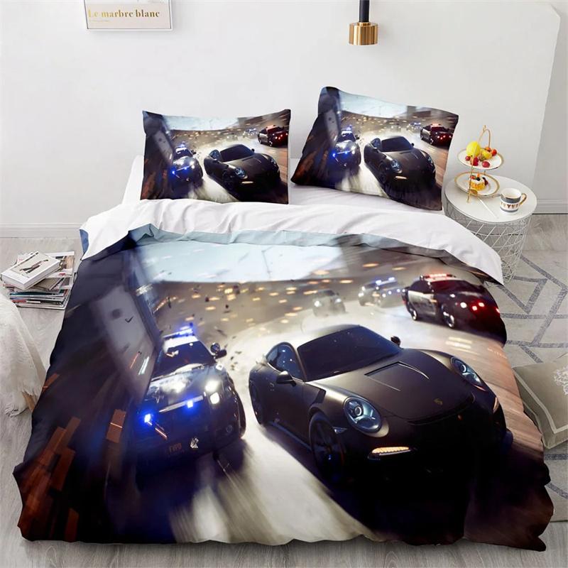 Sports Car King Queen Duvet Cover Cool Colorful Supercar Pattern Bedding Collection For Men Adult Race Car 23Pcs Polyester Quilt Cover