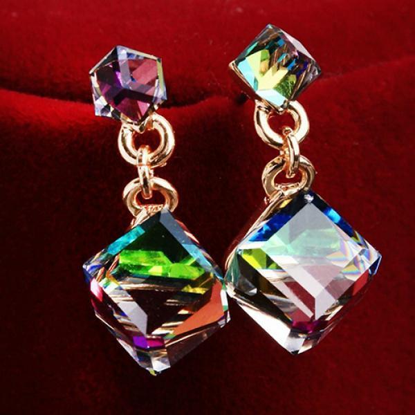 Женские серьги-гвоздики в корейском стиле квадратной формы с кубической подвеской, ювелирные изделия