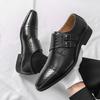 Gentleman Luxury New Black Brown Pointed Leather Shoes Men Designer Monk Strap Loafers Formal Wedding Dress Homecoming Footwear