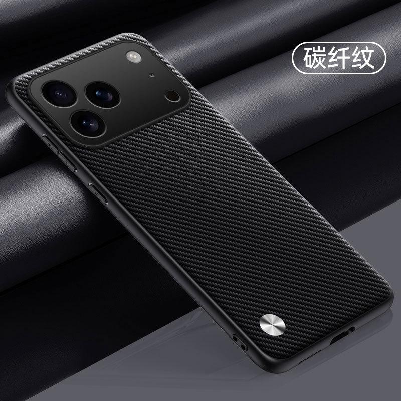 Применимо к чехлу для мобильного телефона iPhone17ProMax 16Pro из гладкой кожи 15 со стикером из кожи матовой 14 противоударный 13 защитный чехол
