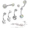 7Pcs/Set Stainless Steel Crystal Belly Button Rings Navel Body Jewelry Piercing